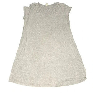Soma Women's Large Gray Short Sleeve V-Neck Knee Length Night Gown / Dress‎